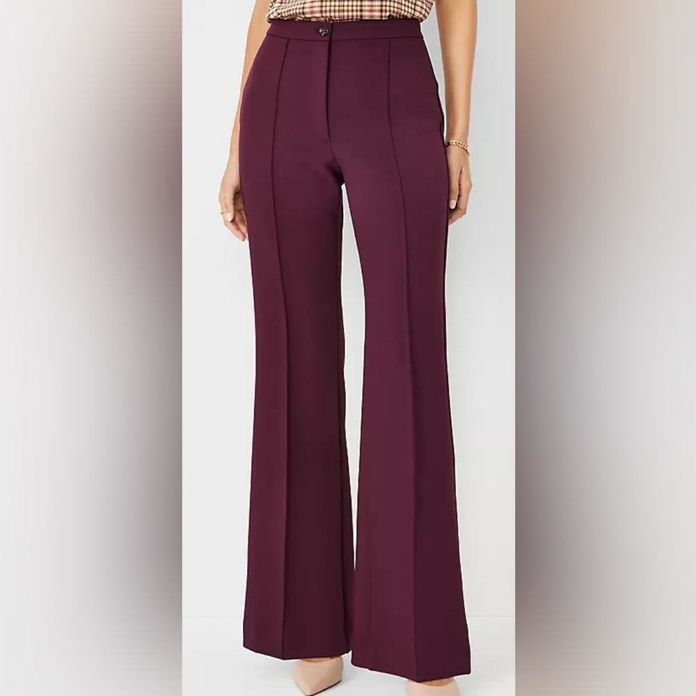 Ann Taylor Burgundy Wide-Leg Trousers